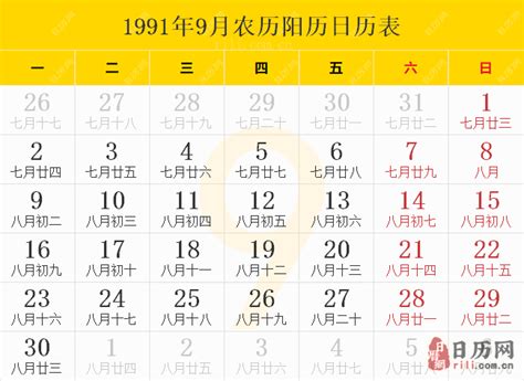 1991 天干地支|1991年农历阳历表 1991年农历表 1991年日历表